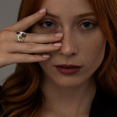 Кольцо из серебра с миксом камней из серебро — вид 4