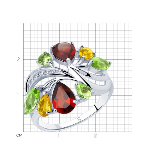 Кольцо из серебра с миксом камней из серебро — вид 5