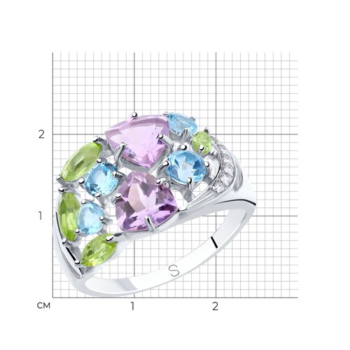 Кольцо из серебра с миксом камней из серебро — вид 5