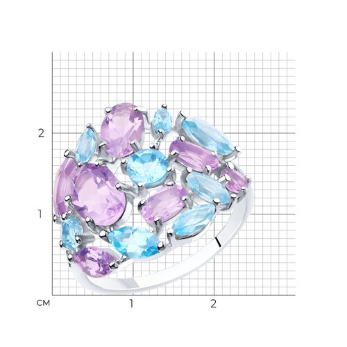 Кольцо из серебра с полудрагоценными вставками из родированное серебро — вид 4
