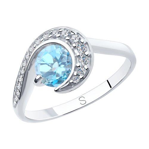 Кольцо из серебра с топазом и фианитами - видео на модели