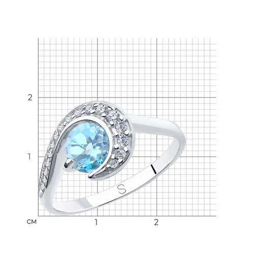 Кольцо из серебра с топазом и фианитами из серебро — вид 5