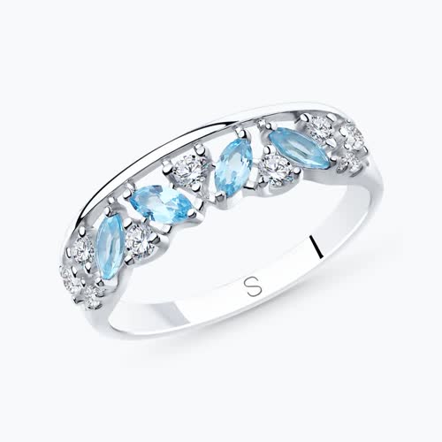 Кольцо из серебра с топазами и фианитами из серебро