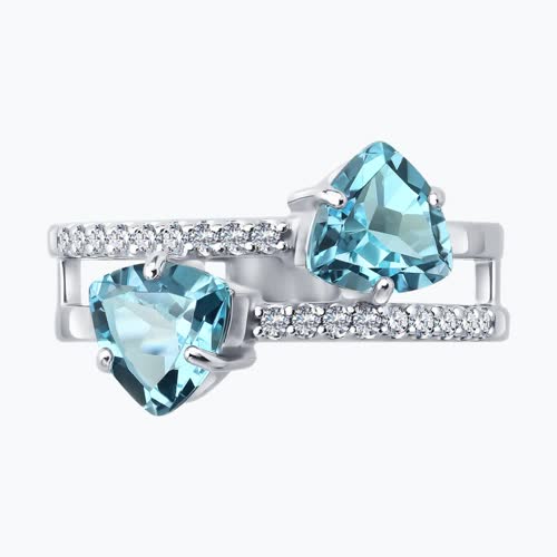 Кольцо из серебра с топазами и фианитами из серебро — вид 3