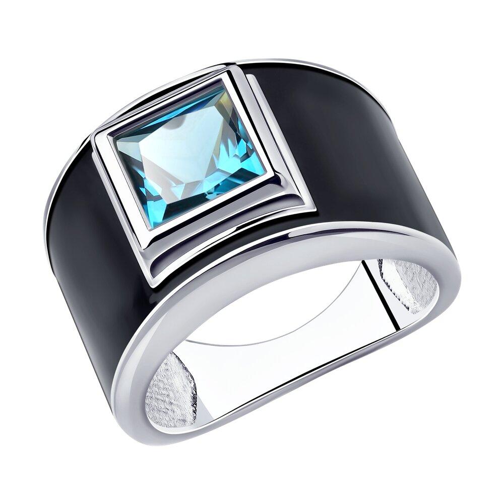 Кольцо из серебра с эмалью и ситалом из серебро