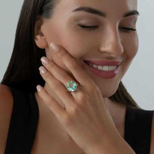 Кольцо из серебра с ситалом синтетическим из серебро — вид 6