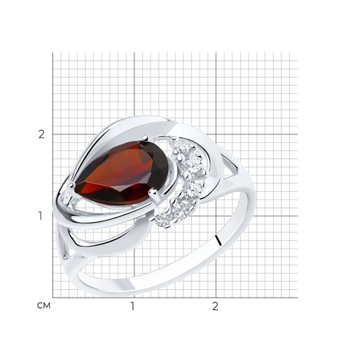 Кольцо из серебра с гранатом и фианитами из серебро — вид 5