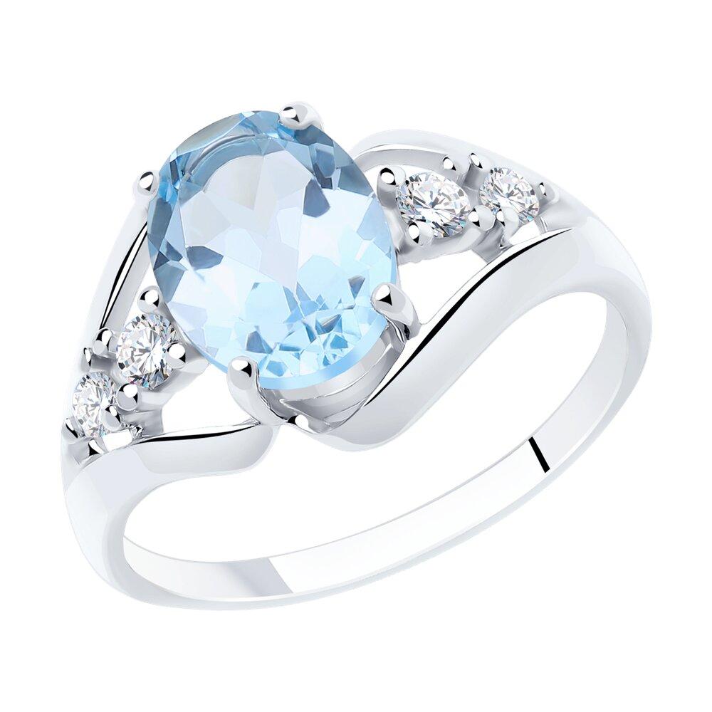 Кольцо из серебра с топазом и фианитами - видео на модели