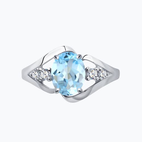 Кольцо из серебра с топазом и фианитами из серебро — вид 2