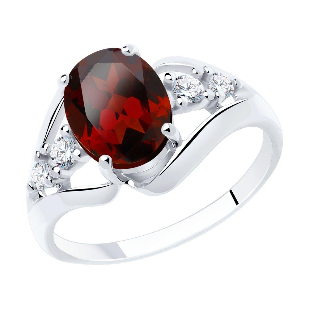 Кольцо из серебра с гранатом и фианитами - видео на модели