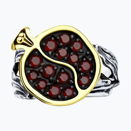 Кольцо из золочёного серебра с гранатами из серебро — вид 2