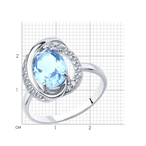 Кольцо из серебра с топазом и фианитами из серебро — вид 4