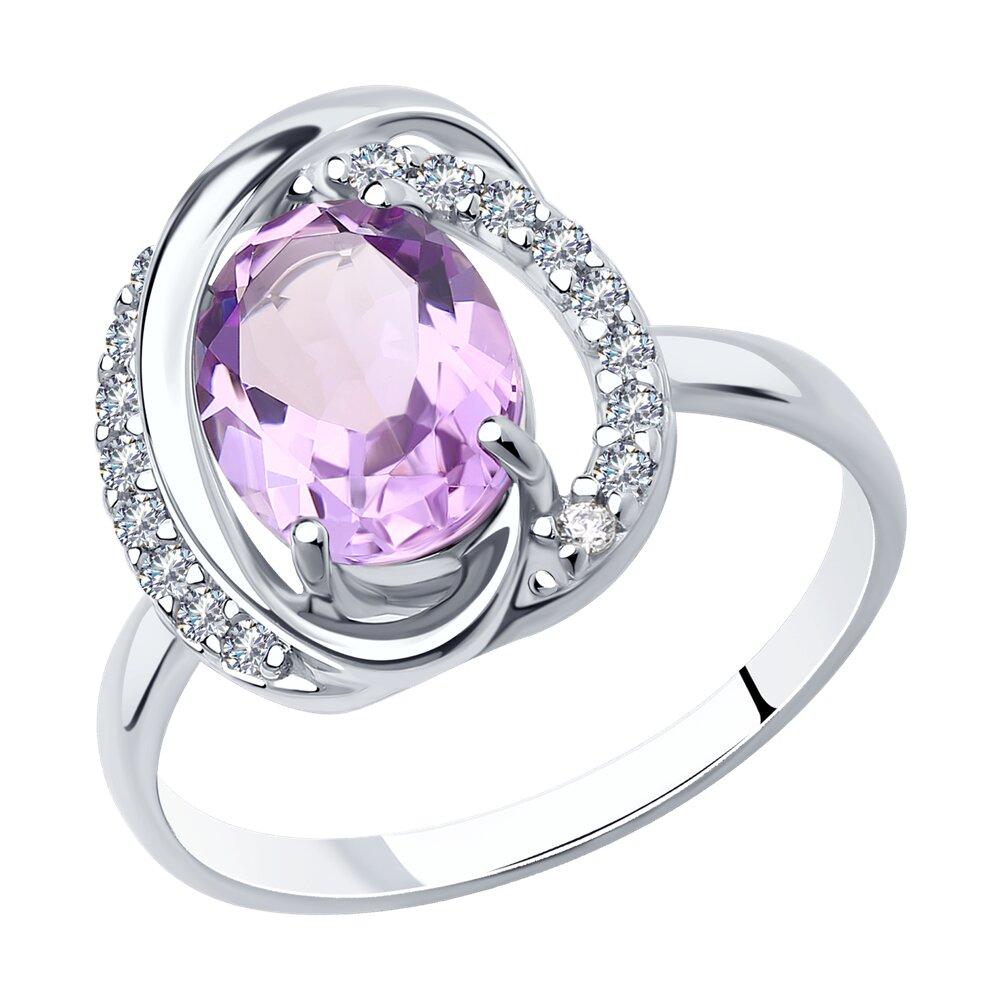Кольцо из серебра с аметистом и фианитами - видео на модели