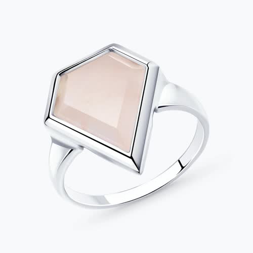 Кольцо из серебра с кварцем - видео на модели