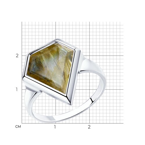 Кольцо из серебра с лабрадоритом из родированное серебро — вид 4