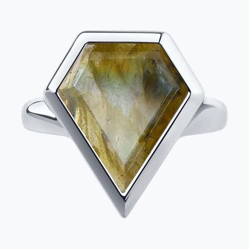 Кольцо из серебра с лабрадоритом из родированное серебро — вид 5