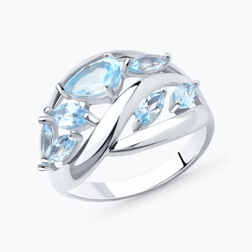 Кольцо из серебра с топазами из серебро