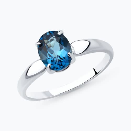 Кольцо из серебра с лондон топазом из серебро
