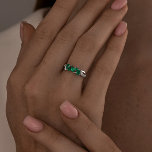 Кольцо из серебра с агатами и фианитами из серебро — вид 3