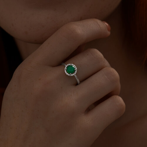 Кольцо из серебра с агатом и фианитами из серебро — вид 4