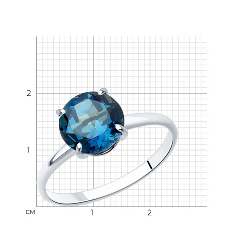 Кольцо из серебра с лондон топазом из родированное серебро — вид 2