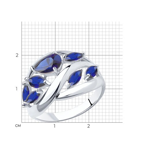 Кольцо из серебра с корундами из родированное серебро — вид 4