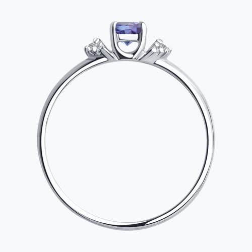 Кольцо из серебра с танзанитом и фианитами из серебро — вид 2