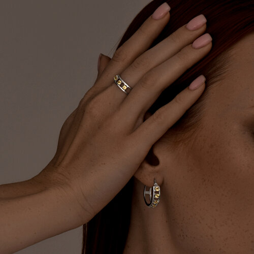 Кольцо из серебра с хризолитами из серебро — вид 3