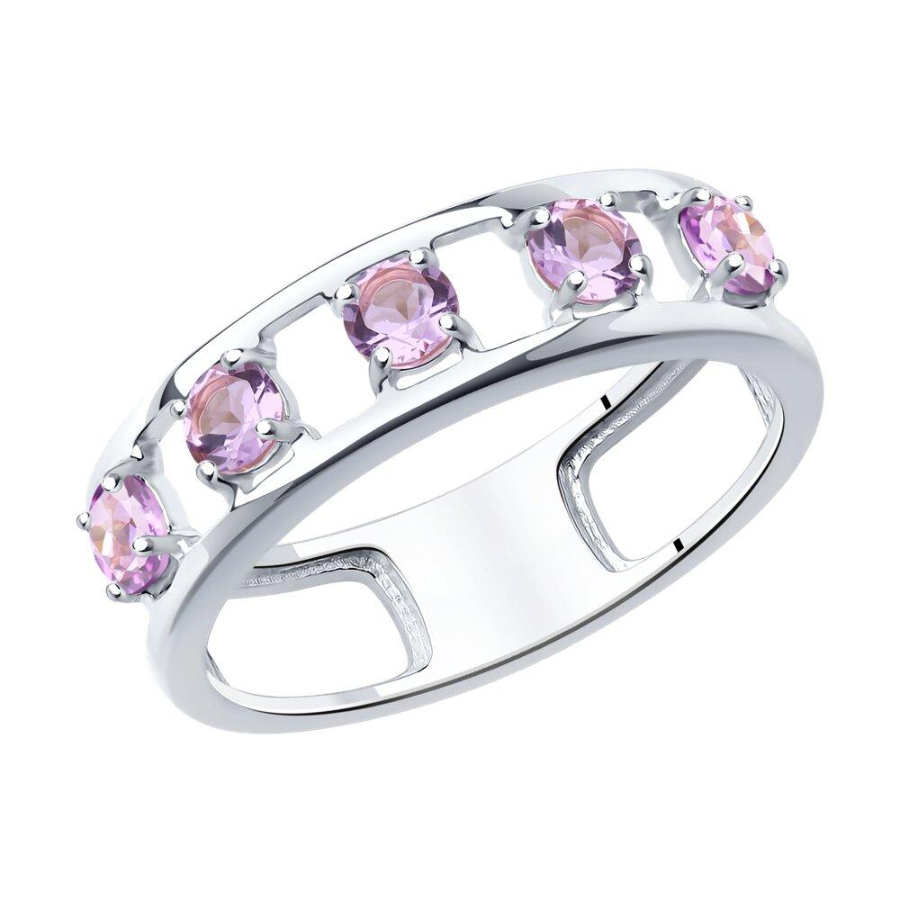 Кольцо из серебра с аметистами - видео на модели