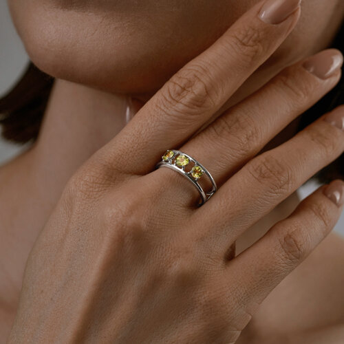 Кольцо из серебра с хризолитами из серебро — вид 3