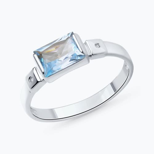 Кольцо из серебра с бриллиантами и топазом из серебро