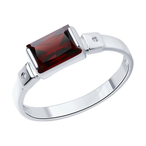 Кольцо из серебра с бриллиантами и гранатом - видео