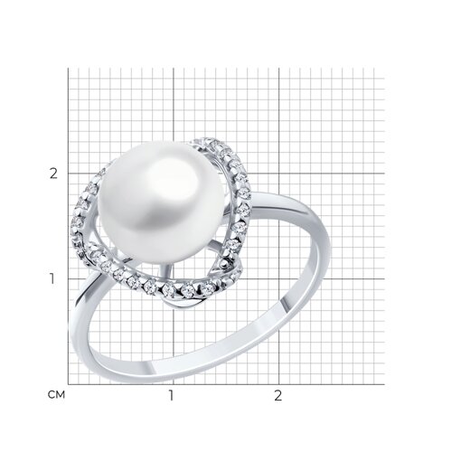 Кольцо из серебра с жемчугом и фианитами из серебро — вид 3