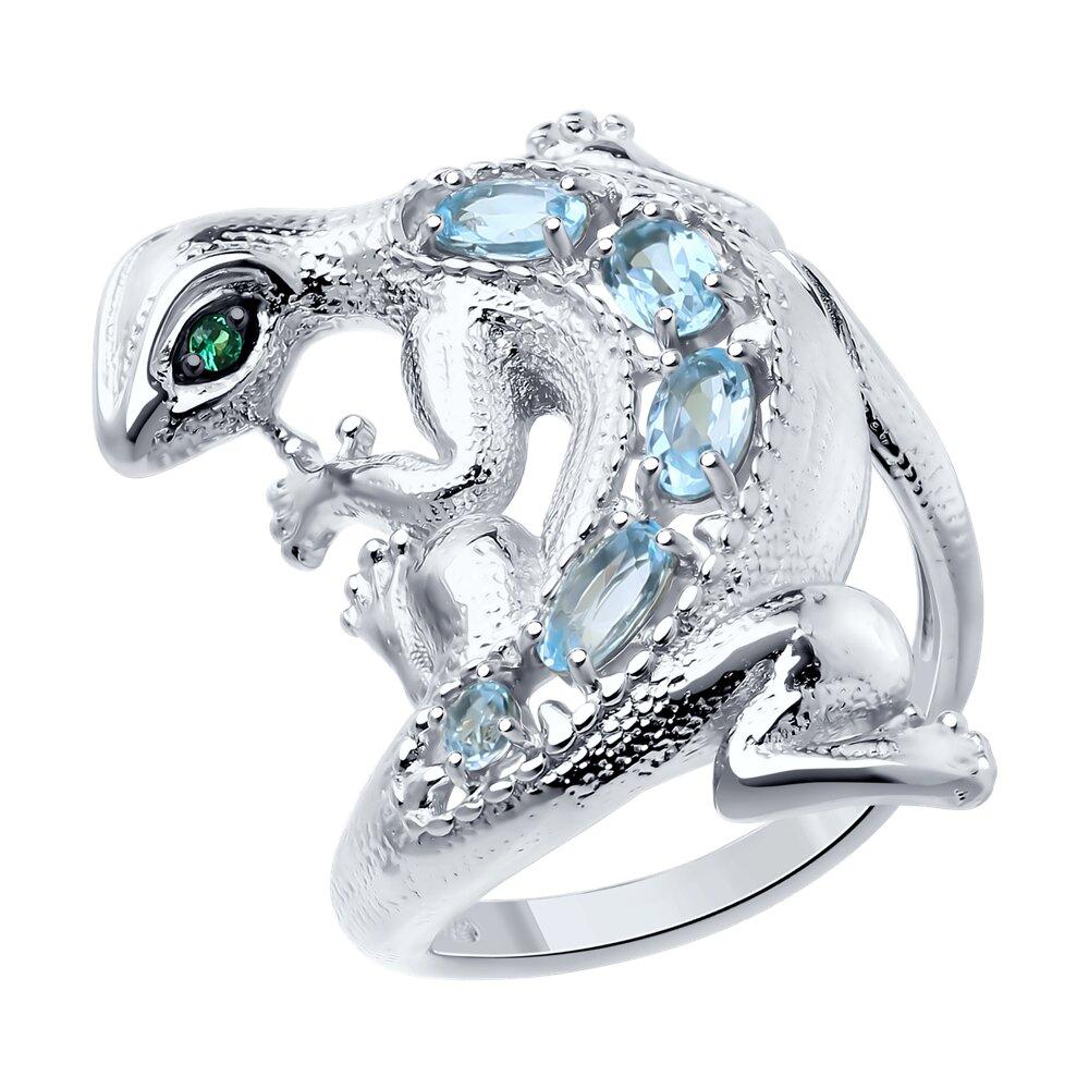 Кольцо из серебра с топазами и фианитами - видео на модели