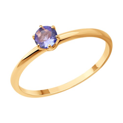 Кольцо из золочёного серебра с танзанитом из серебро