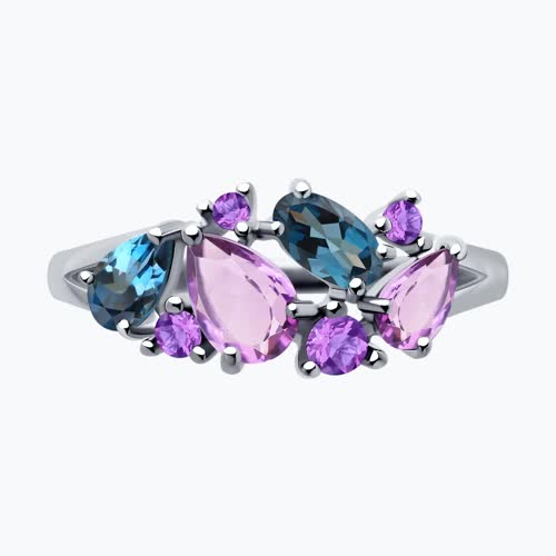 Кольцо из серебра с миксом камней из серебро — вид 2