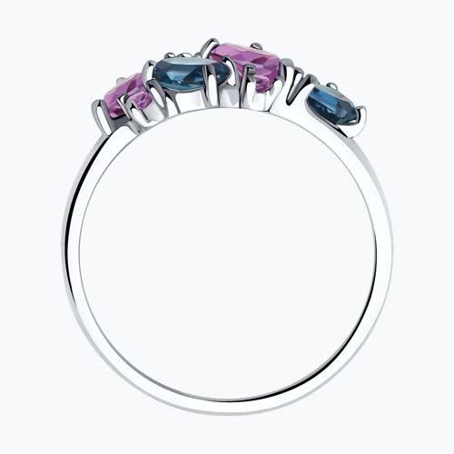 Кольцо из серебра с миксом камней из серебро — вид 3