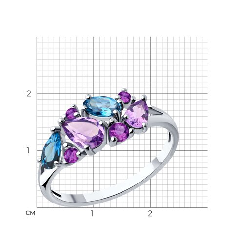 Кольцо из серебра с миксом камней из серебро — вид 6