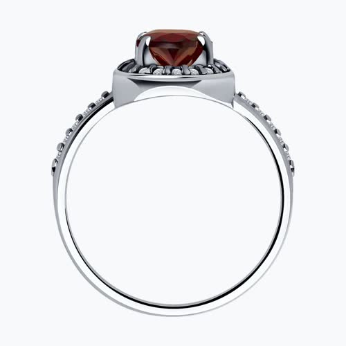 Кольцо из серебра с гранатом и фианитами из серебро — вид 2