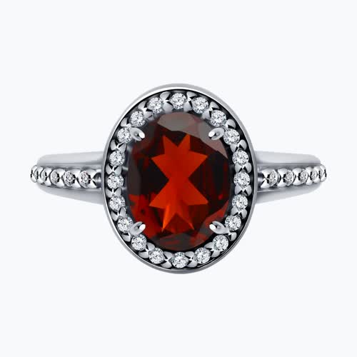 Кольцо из серебра с гранатом и фианитами из серебро — вид 3