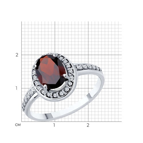 Кольцо из серебра с гранатом и фианитами из серебро — вид 6