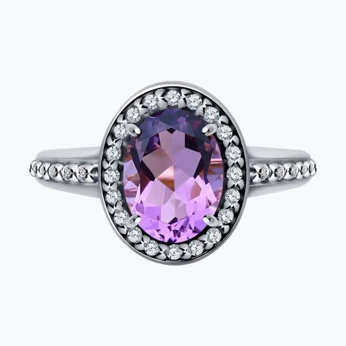 Кольцо из серебра с ситаллом и фианитами из серебро — вид 3