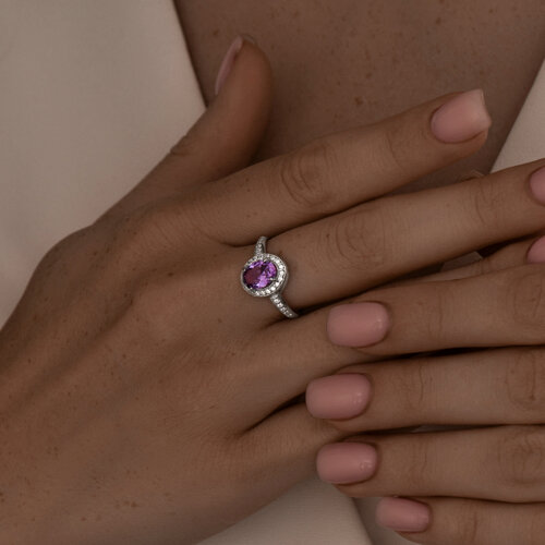 Кольцо из серебра с ситаллом и фианитами из серебро — вид 4