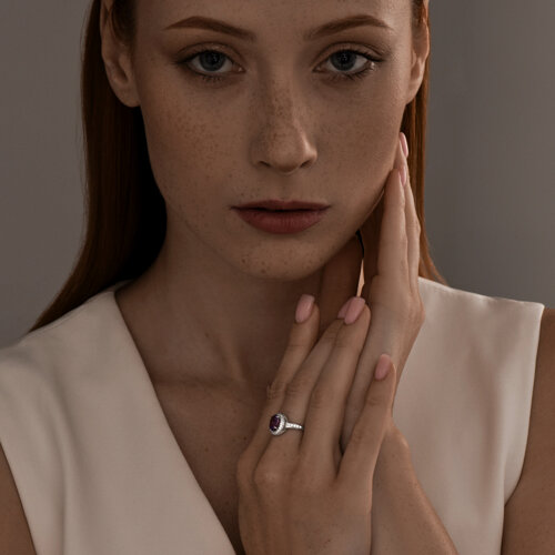 Кольцо из серебра с ситаллом и фианитами из серебро — вид 5