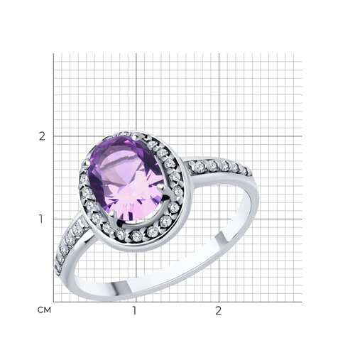 Кольцо из серебра с ситаллом и фианитами из серебро — вид 6