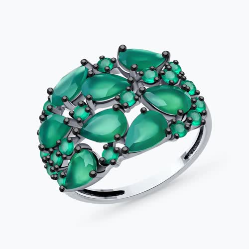 Кольцо из серебра с агатами - видео на модели