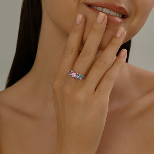 Кольцо из серебра с миксом камней из серебро — вид 4