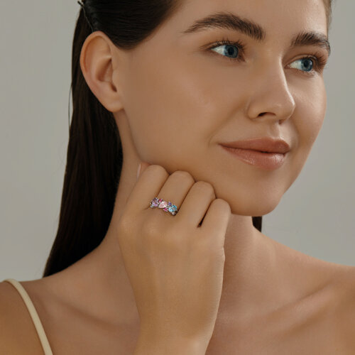 Кольцо из серебра с миксом камней из серебро — вид 5