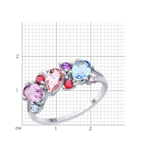 Кольцо из серебра с миксом камней из серебро — вид 6