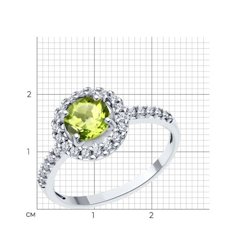 Кольцо из серебра с хризолитом и фианитами из серебро — вид 4